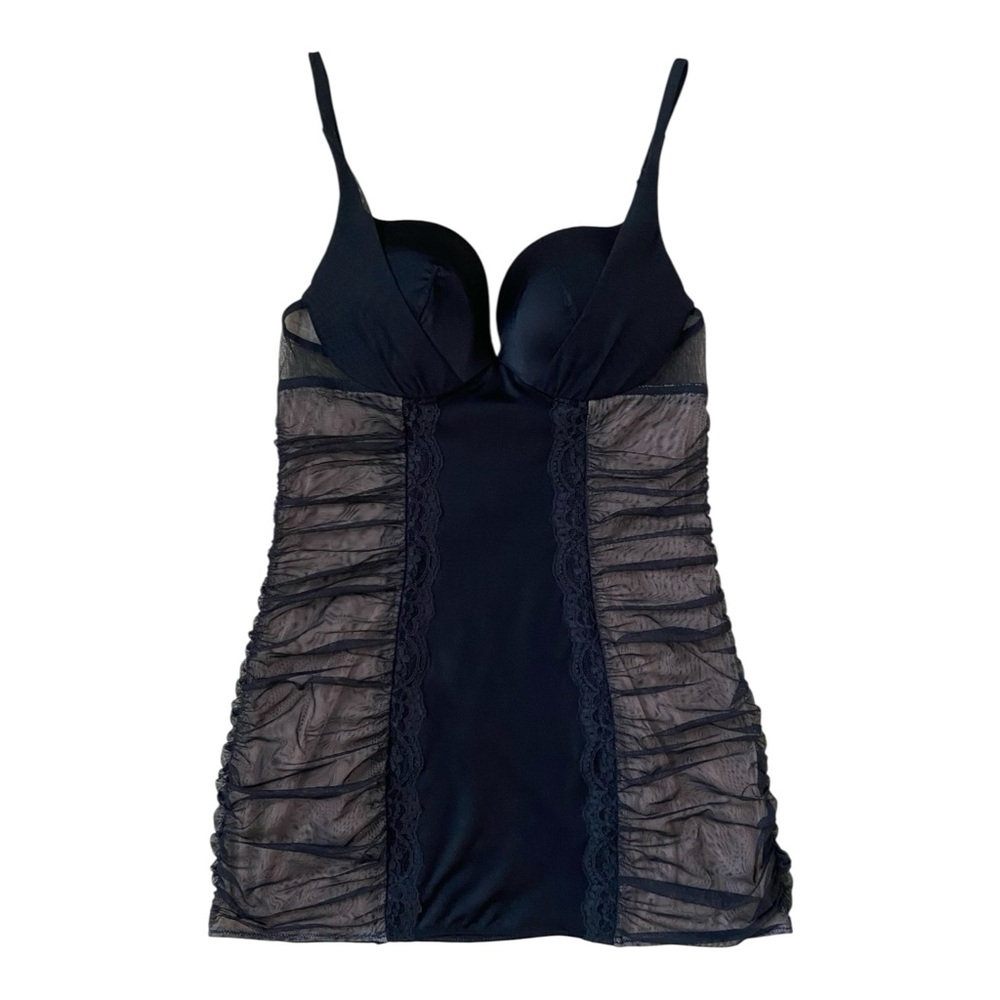 Victoria’s Secret Black Nude Sheer Mesh Nylon Lace Lingerie Bustier Teddy 34B - Picture 16 of 16